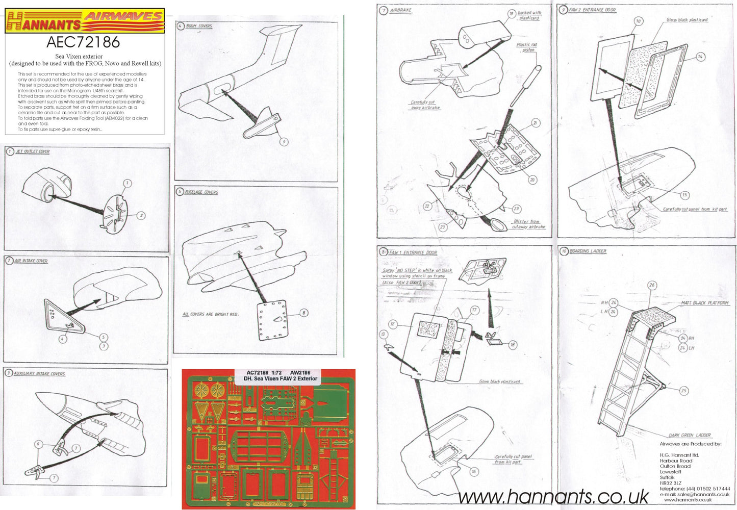 Airwaves AEC72186 1:72 de Havilland Sea Vixen FAW.2 exterior, ladder etc for Revell