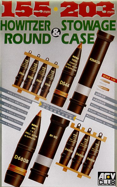 AFV Club AF35017 1:35 155mm and 203mm Howitzer Round Stowage case's, shells, decal