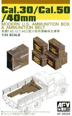 AFV Club AF35035 1:35 .30 Cal/.50 Cal/40mm Modern U.S. ammunition box and ammunition belt