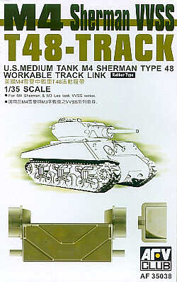 AFV Club AF35038 1:35 M4 Sherman VVSS T-48 Track Workable Track Link (Rubber Type)