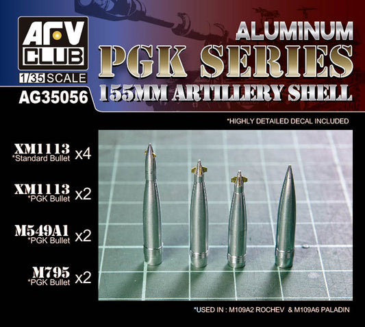 AFV Club AG35056 1:35 US M1122 & M454 155mm Artillery Shells (Aluminium)