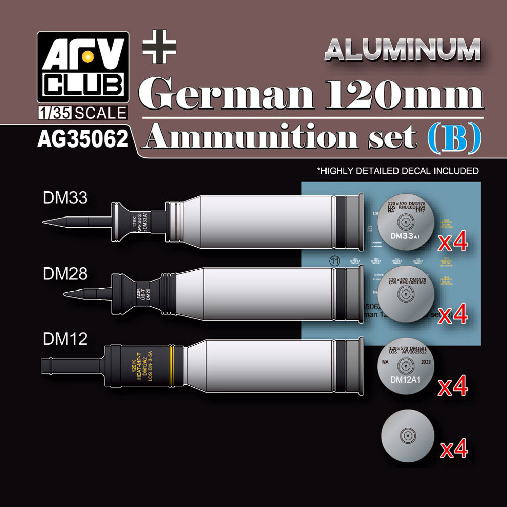 AFV Club AG35062 1:35 Modern German 120mm Tank Ammunition Set B (aluminium)