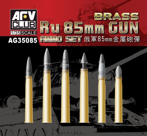 AFV Club AG35085 1:35 Ru 85mm Gun Ammo Set (Brass Shells) Soviet with Decals