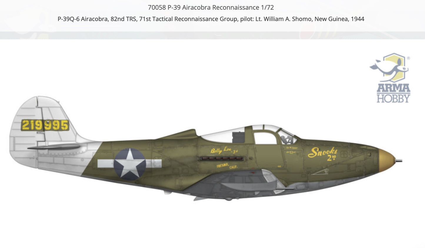 Arma Hobby 70058 1:72 Bell P-39 Airacobra Reconnaissance