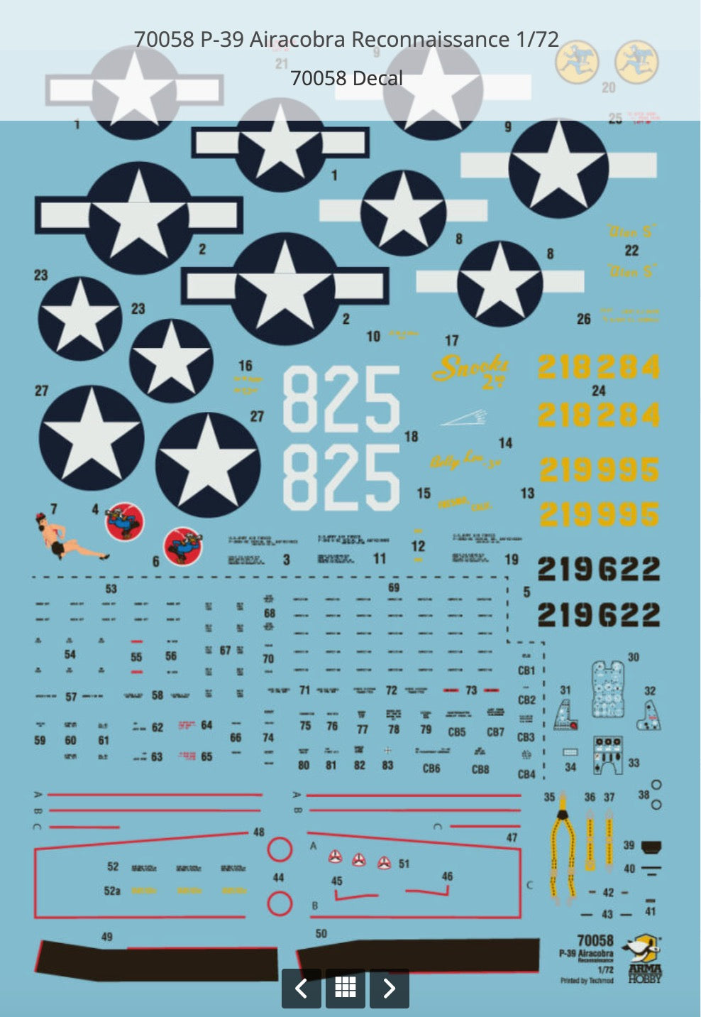 Arma Hobby 70058 1:72 Bell P-39 Airacobra Reconnaissance