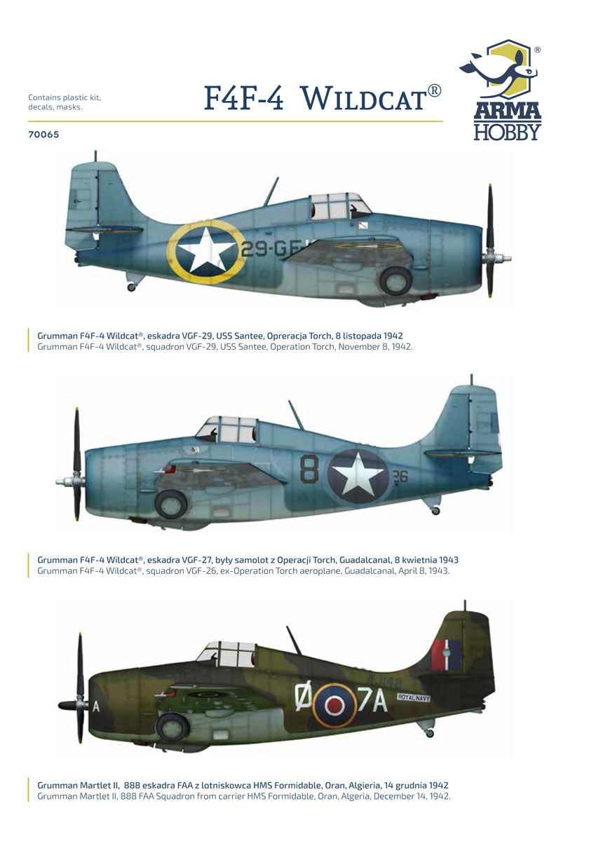 Arma Hobby 70065 1:72 Grumman F4F-4 Wildcat 'Operation Torch'