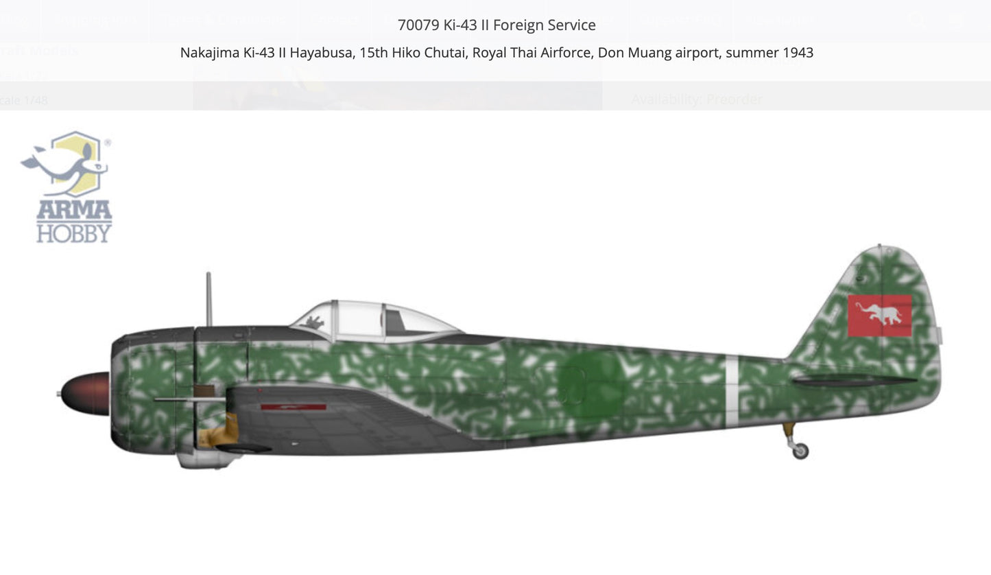 Arma Hobby 70079 1:72 Nakajima Ki-43-II Foreign Service