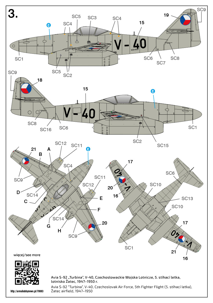 Arma Hobby 70083 1:72 Messerschmitt Me-262A-1a “White 3” (W.Nr. 500071)