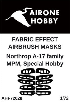 Airone Hobby AHF72028 1:72 Northrop A-17 Family Fabric Effect Aileron & Control Surfaces Airbrush Masks