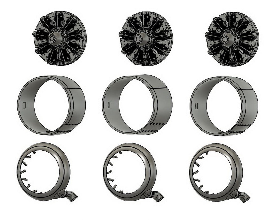 Airone Hobby AHL72071 1:72 Savoia-Marchetti SM.79 Sparviero Engine & Cowling Set (3D-Printed)