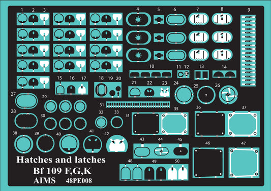 Aims PE48008 1:48 Hatches and latches Messerschmitt Bf-109
