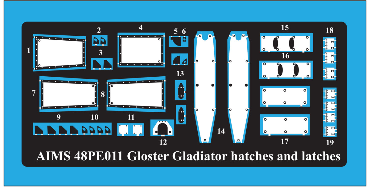 Aims PE48011 1:48 Gloster Gladiator hatches and latches