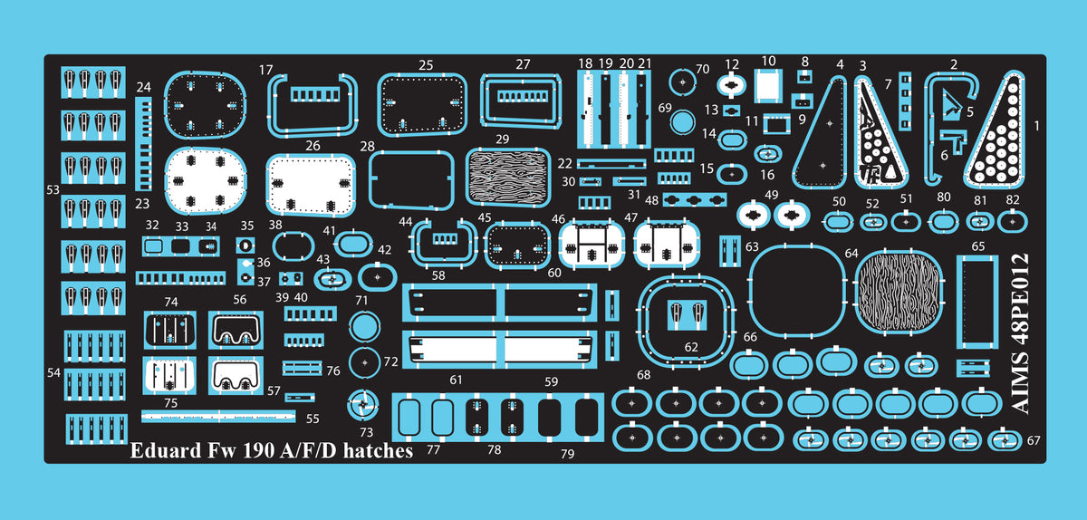 Aims PE48012 1:48 Focke-Wulf Fw-190 hatches and latches for Eduard Fw-190A-6/Fw-190A-7/Fw-190A-8 and Fw-190D-9