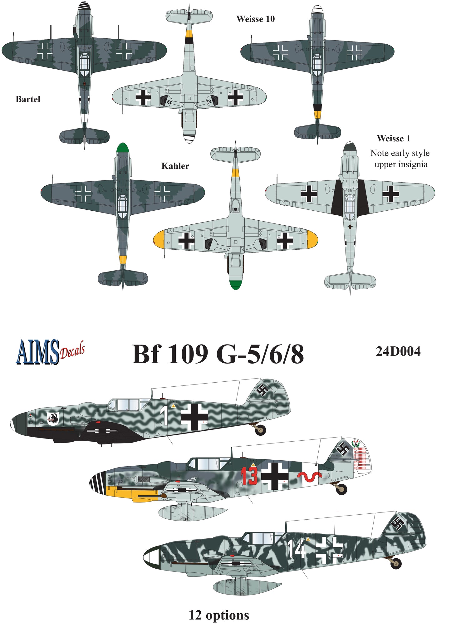 Aims 24D004 1:24 Messerschmitt Bf-109G-5/Bf-109G-6R3/R6/Bf-109G-8/Bf-109G-14