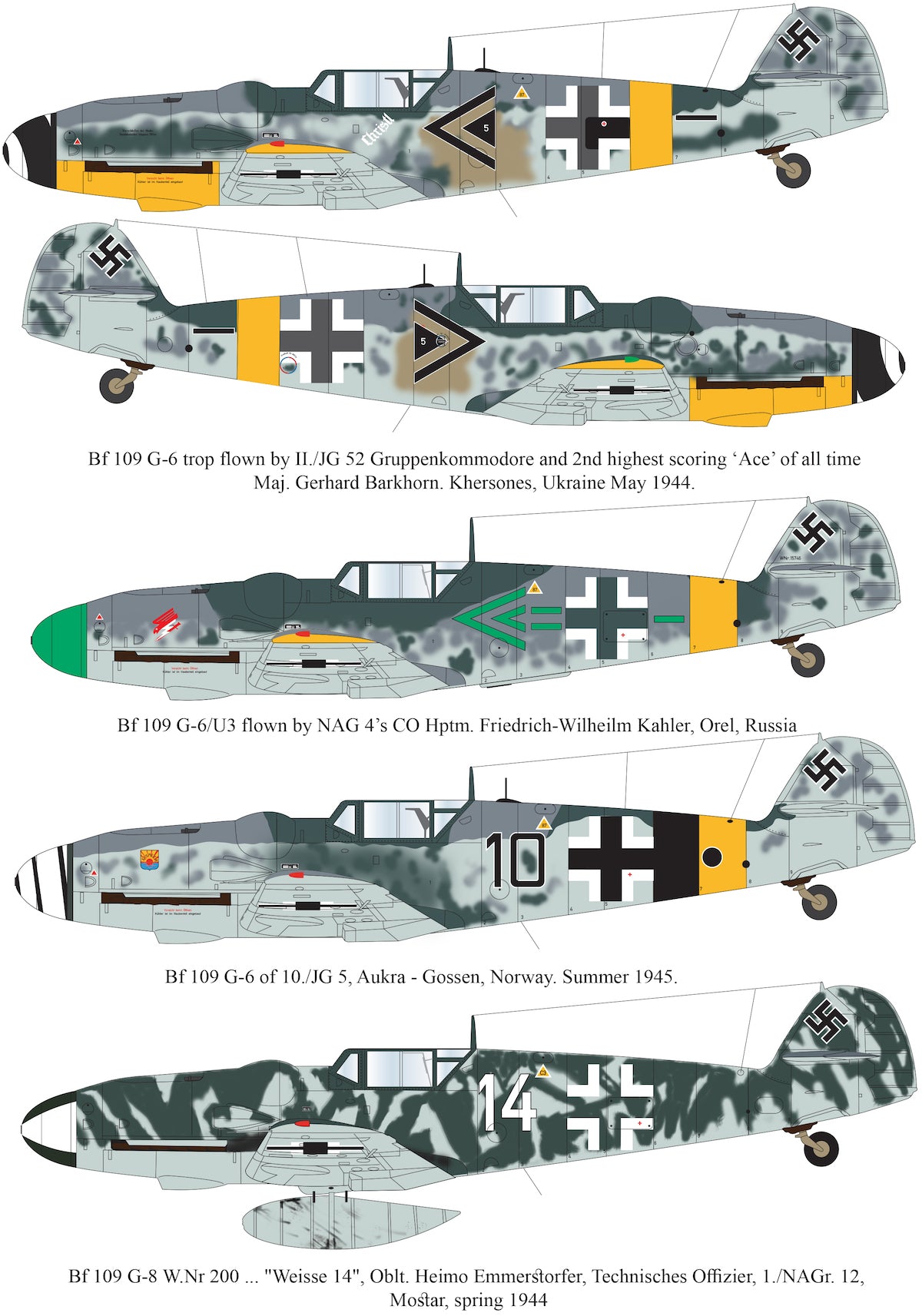 Aims 24D004 1:24 Messerschmitt Bf-109G-5/Bf-109G-6R3/R6/Bf-109G-8/Bf-109G-14