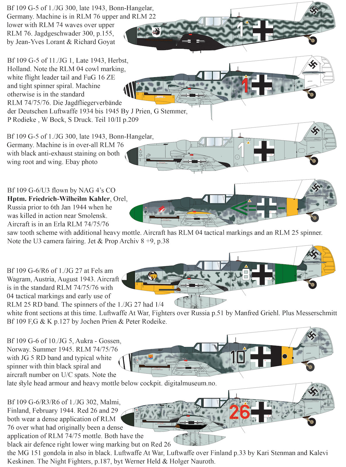 Aims 24D004 1:24 Messerschmitt Bf-109G-5/Bf-109G-6R3/R6/Bf-109G-8/Bf-109G-14