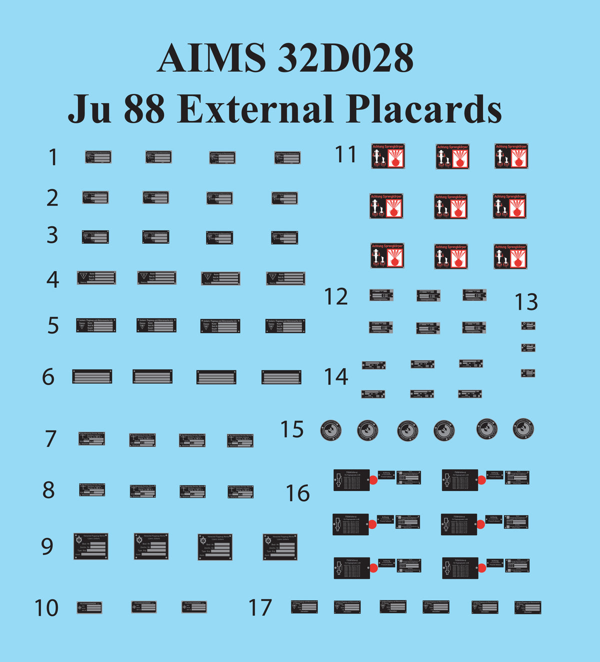 Aims 32D028 1:32 Junkers Ju-88 External Placards