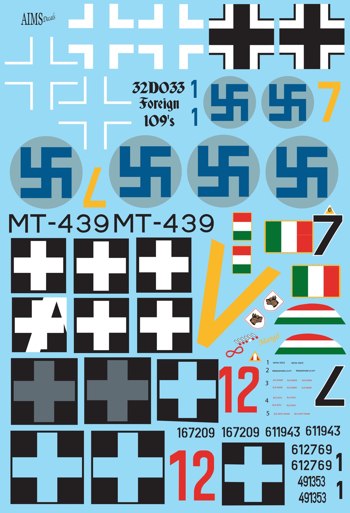 Aims 32D033 1:32 Foreign Messerschmitt Bf-109's