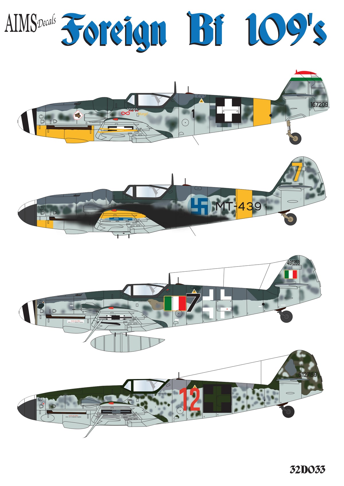 Aims 32D033 1:32 Foreign Messerschmitt Bf-109's