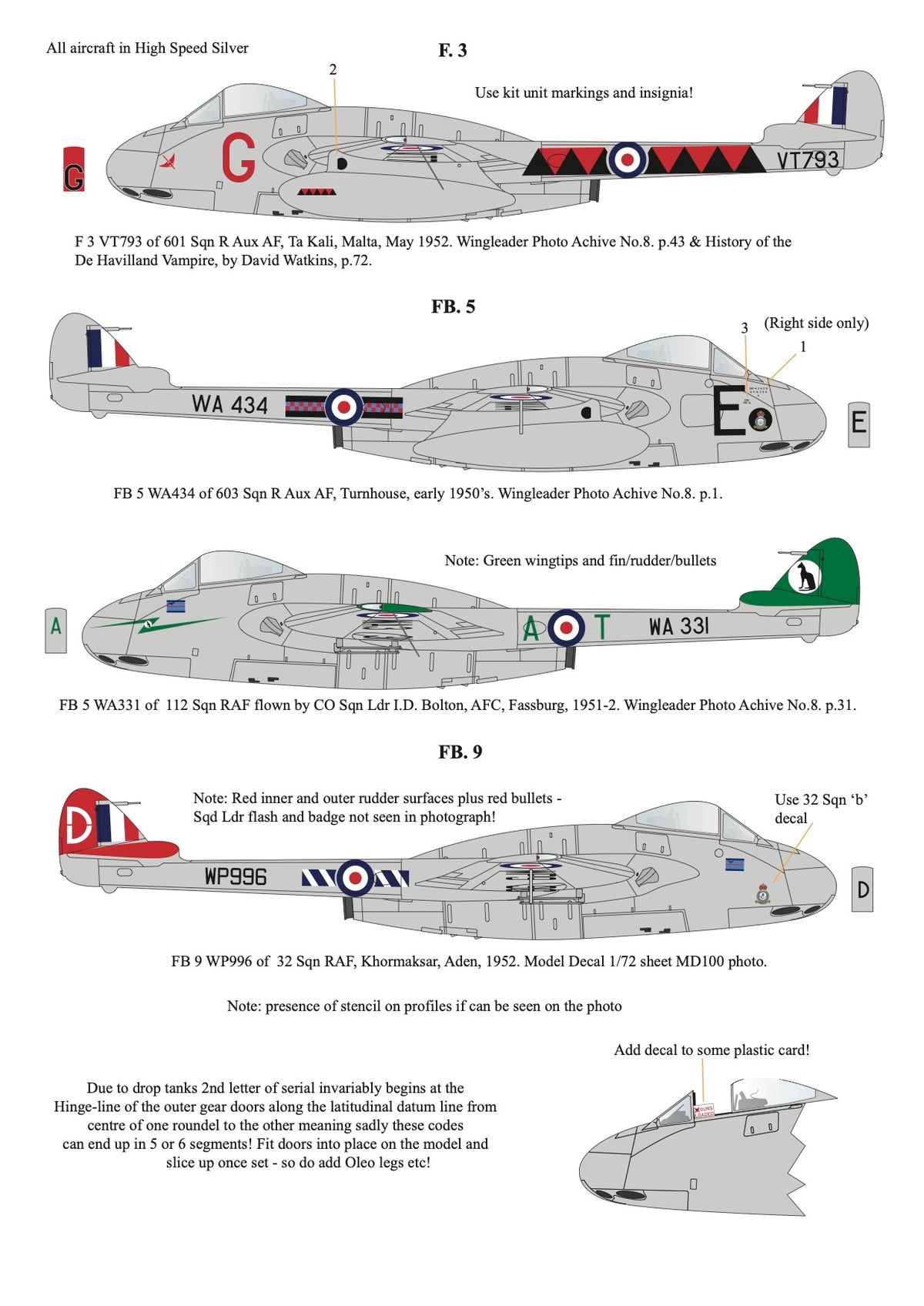 Aims 32D036 1:32 de Havilland Vampire F.3, FB.5 & FB.9 Collection'