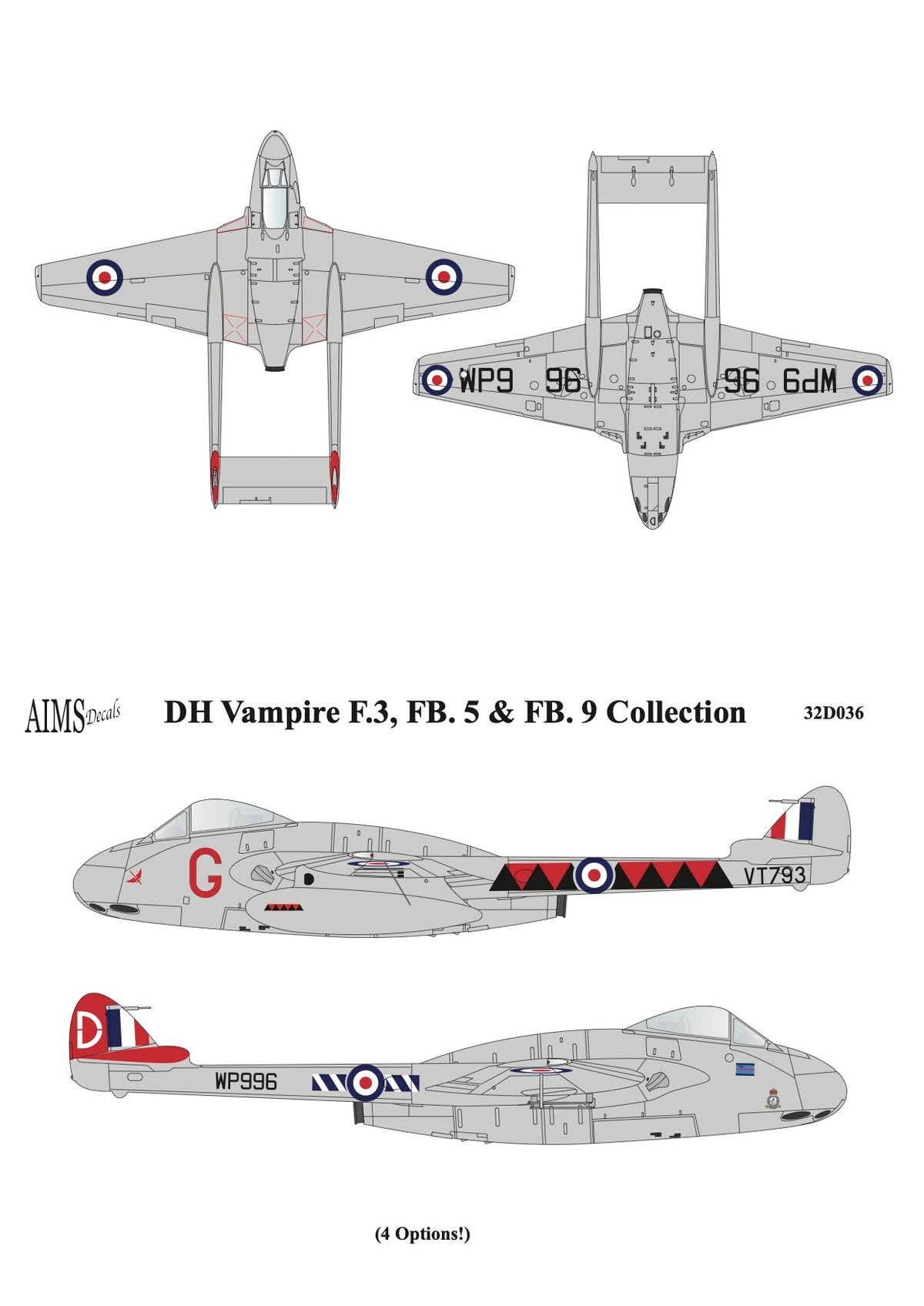 Aims 32D036 1:32 de Havilland Vampire F.3, FB.5 & FB.9 Collection'