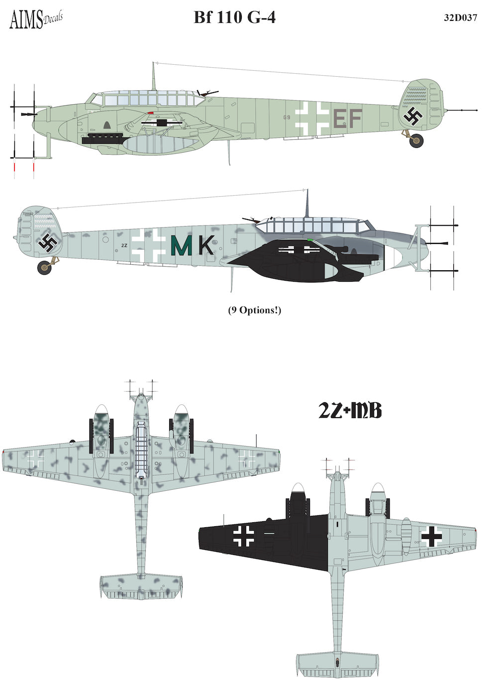 Aims 32D037 1:32 Messerschmitt Bf-110G-4 to be used with Aims conversions