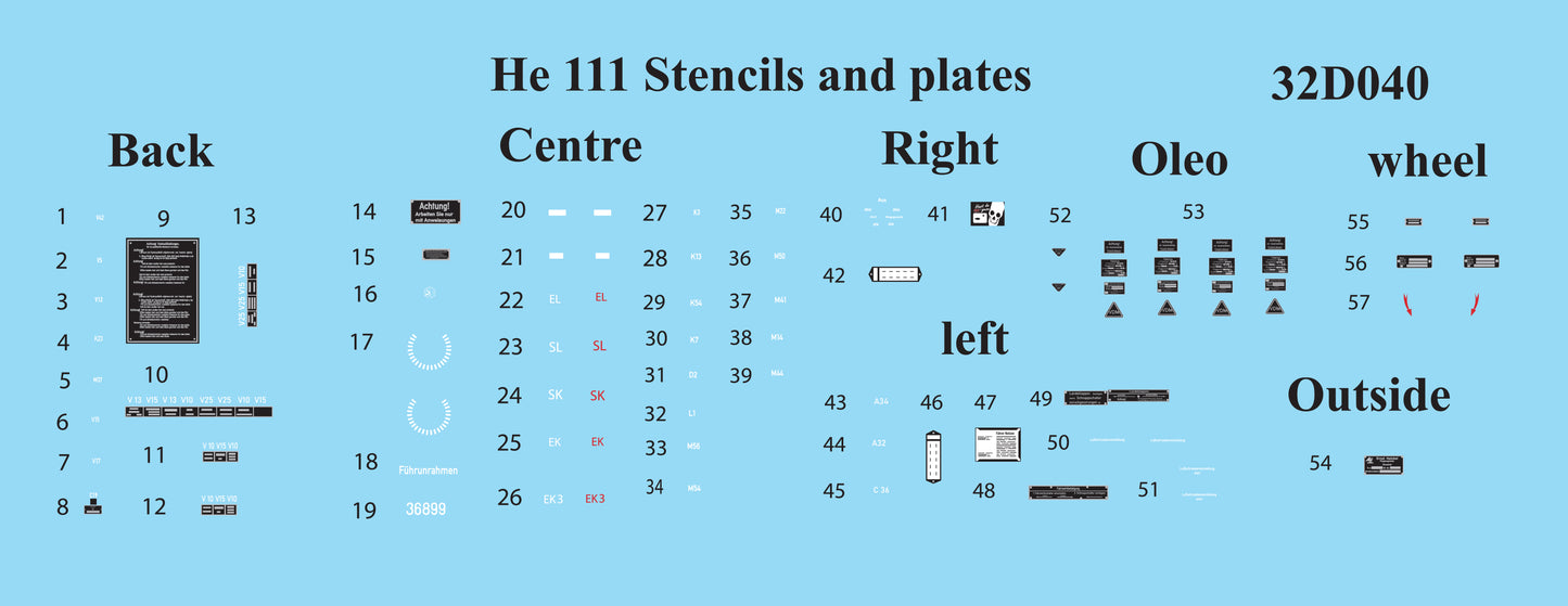 Aims 35D001 1:35 Heinkel He-111H-6 Stencils and Plates