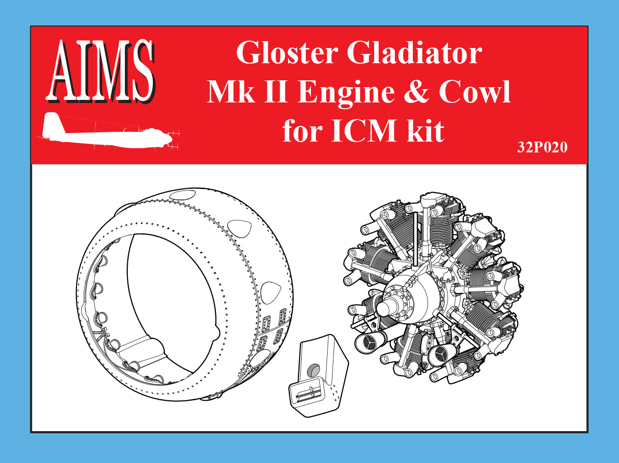 Aims 32P020 1:32 Gloster Gladiator Mk.II engine and cowl set