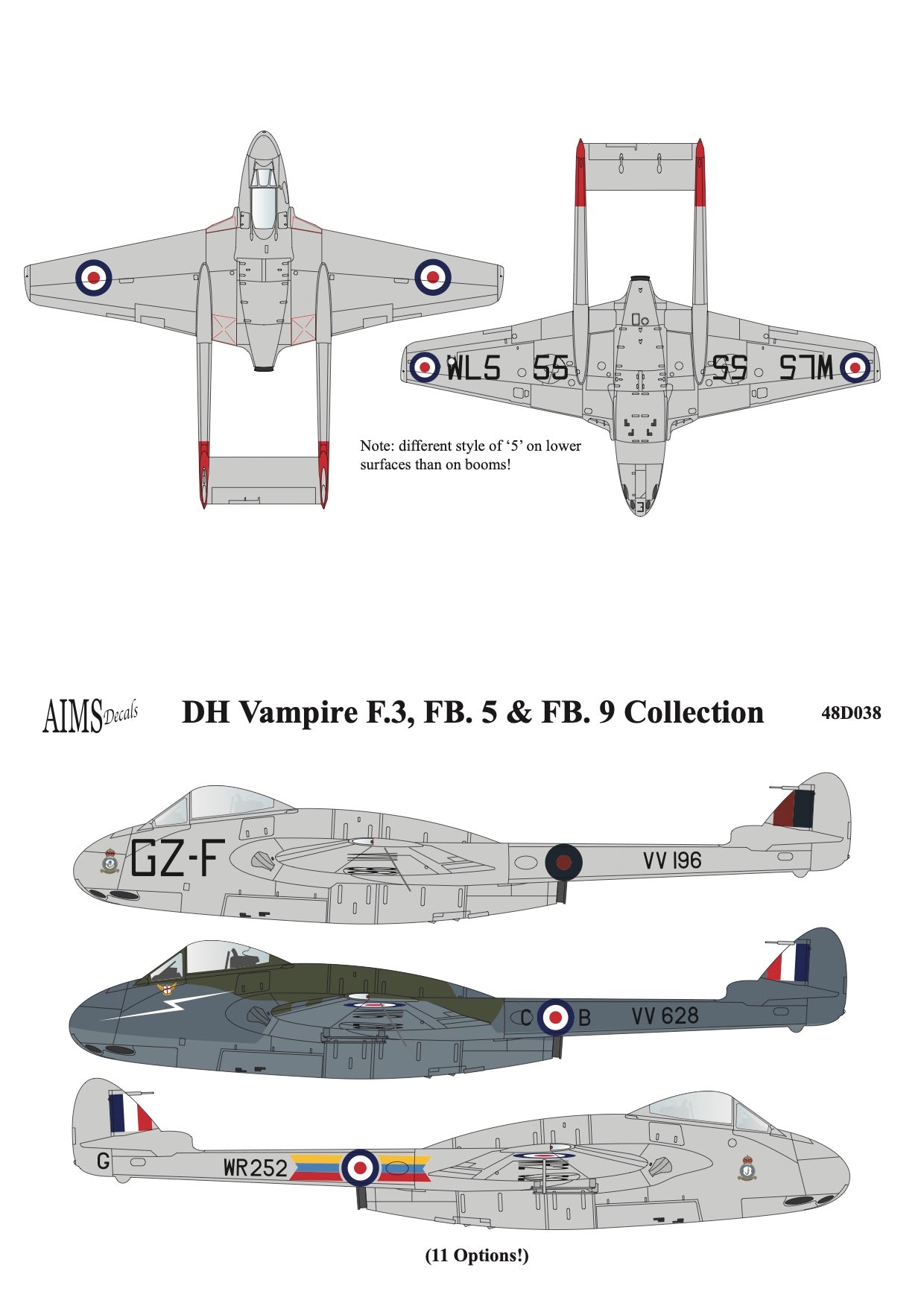 Aims 48D038 1:48 de Havilland Vampire F.3 FB.5 & FB.9 Collection