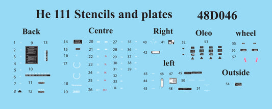 Aims 48D046 1:48 Heinkel He-111 Stencils and Plates