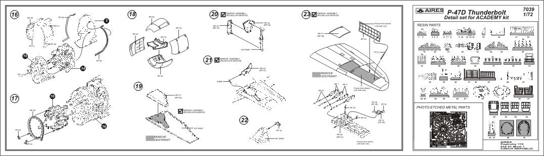 Aires 7039 1:72 Republic P-47D Thunderbolt Detail Set