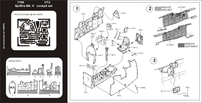 Aires 7100 1:72 Supermarine Spitfire Mk.V Cockpit Set