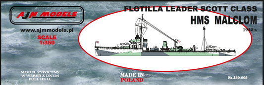 AJM Models 350-005 1:350 HMS Malcolm 1942 r. Flotilla Leader Scott Class