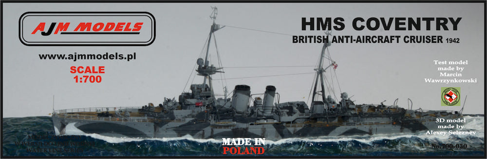 AJM Models 700-030 1:700 HMS Coventry 1942 British Anti-Aircraft Cruiser