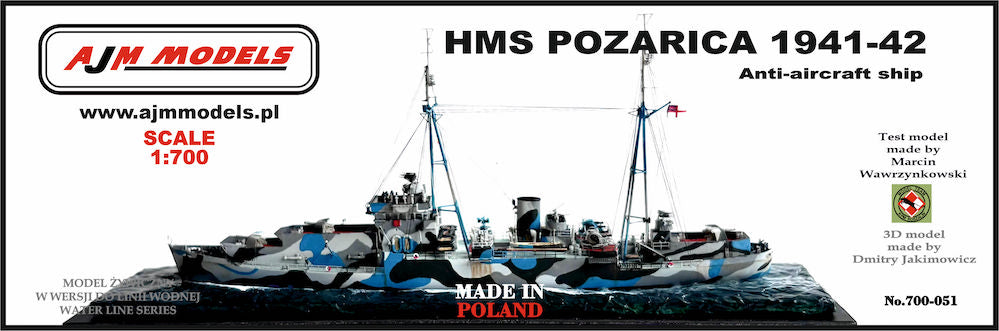 AJM Models AJM700-051 1:700 HMS Pozarica 1941-42 Anti-Aircraft Ship