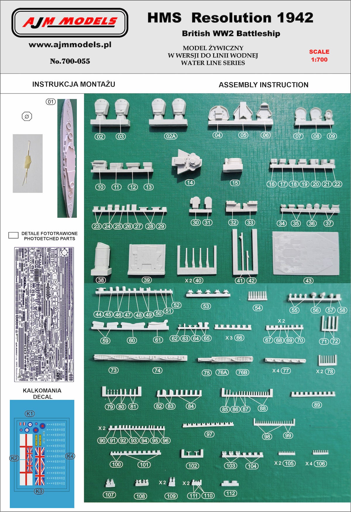 AJM Models 700-055 1:700 HMS Resolution WWII