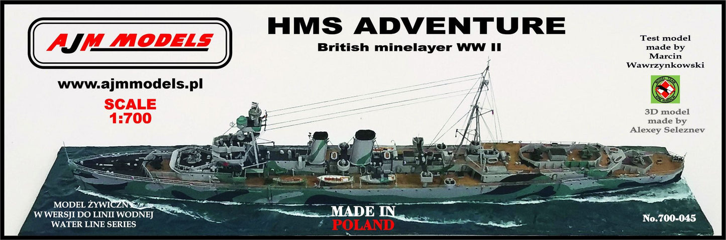 AJM Models 700-045 1:700 HMS Adventure British Minelayer WWII