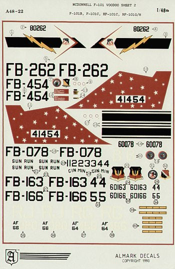 Almark A4822 1:48 F-101 Voodoo F-101B, F-101C, RF-101C, RF-101G/H