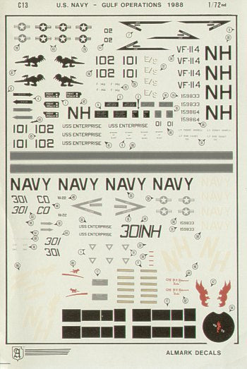 Almark C13 1:72 LTV A-7E Corsair II 159833 VA22 and Grumman F-14A Tomcat 159864 and 159833 VF-114 Persian Gulf 1988
