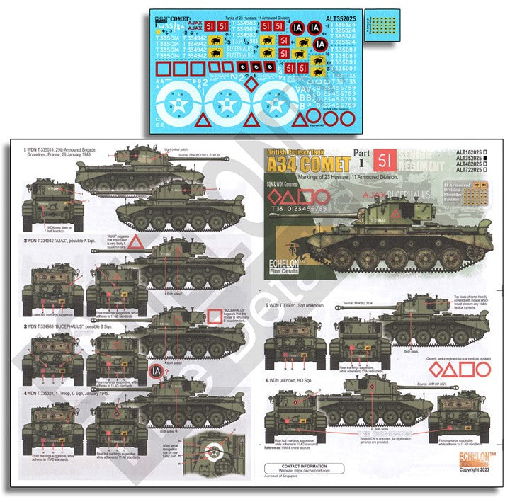 Echelon FD ALT352025 1:35 A34 Comets of 23 Hussars, 11 Armoured Division