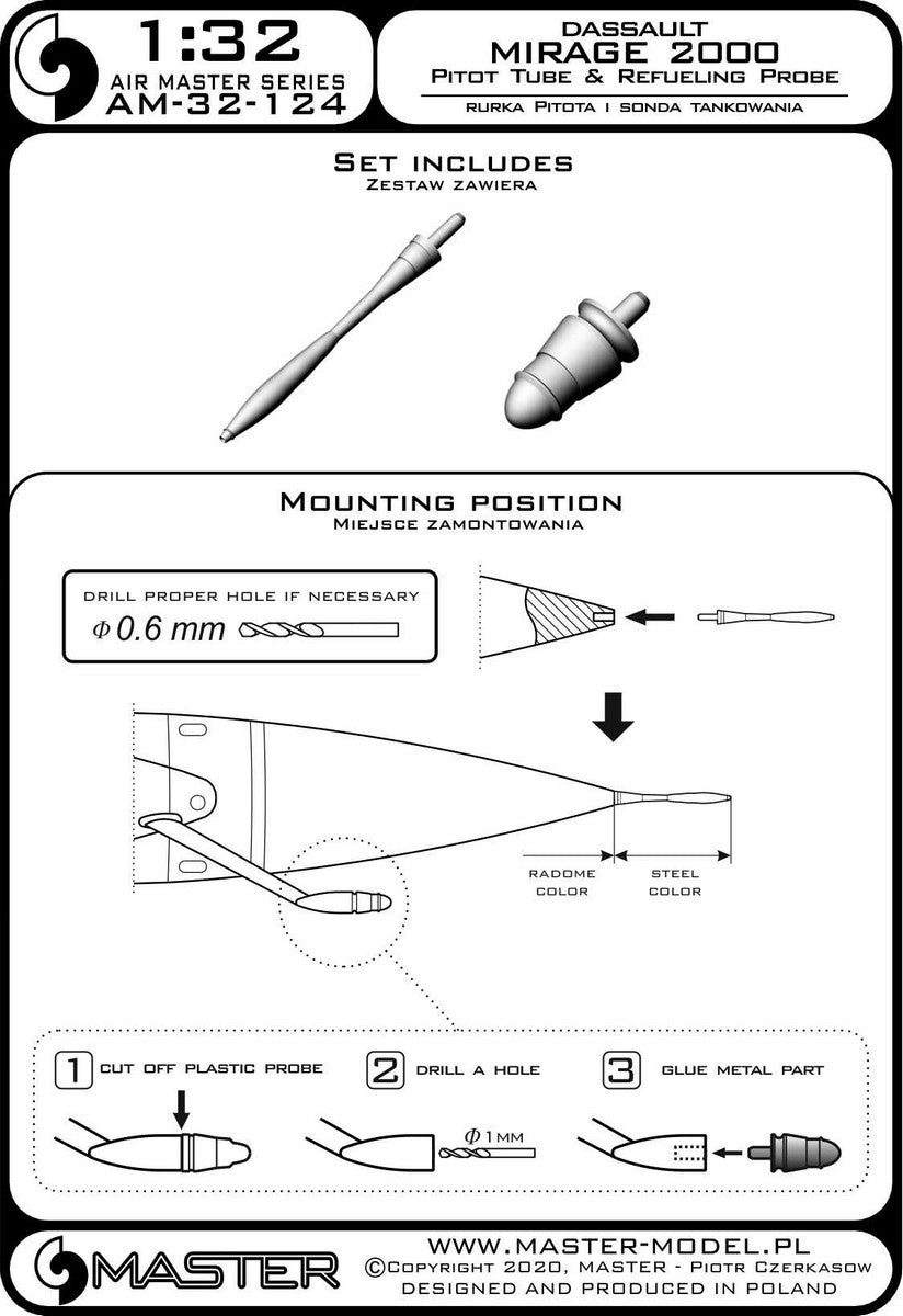 Master AM-32-124 1:32 Dassault-Mirage 2000 - Pitot Tube and Refueling Probe