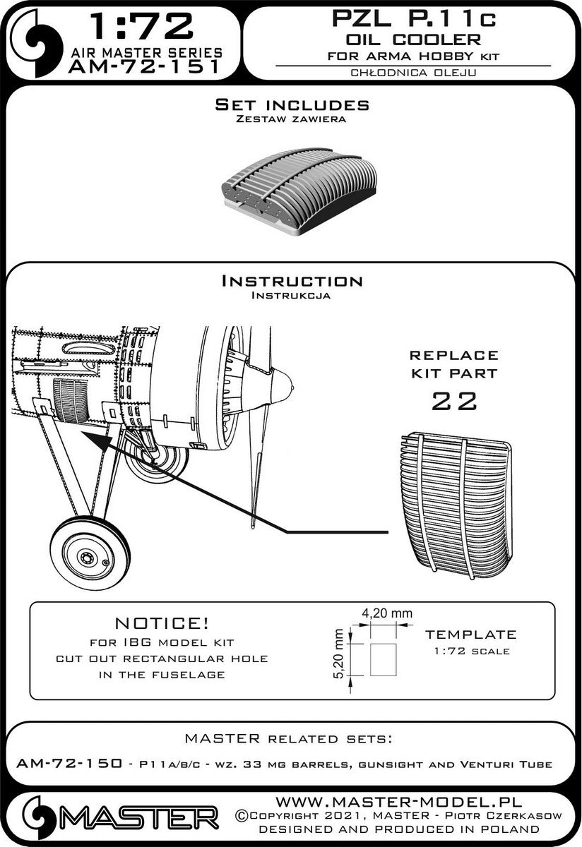 Master AM-72-151 1:72 PZL P.11c - oil cooler