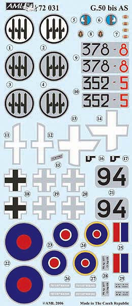 AML 72031 1:72 Fiat G.50 bis AS 'Freccia' + detail set