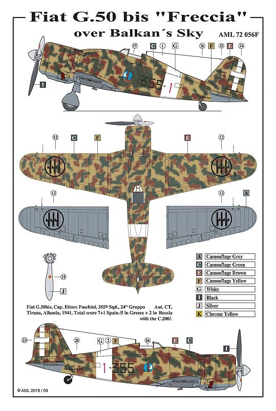 AML 72056F 1:72 Fiat G.50bis 'Over Balkan's Sky' with injection canopy (ex-FLY kit)