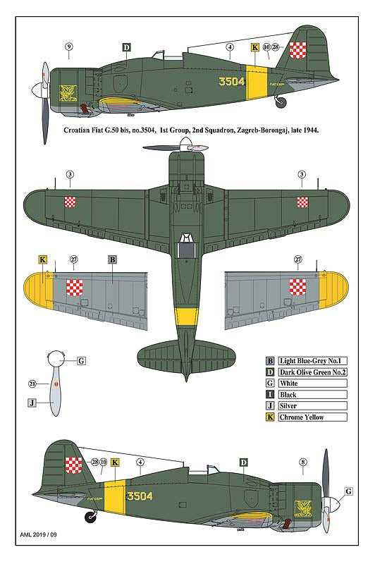 AML 72056F 1:72 Fiat G.50bis 'Over Balkan's Sky' with injection canopy (ex-FLY kit)