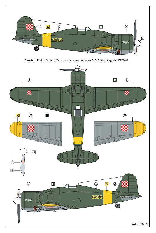 AML 72056F 1:72 Fiat G.50bis 'Over Balkan's Sky' with injection canopy (ex-FLY kit)