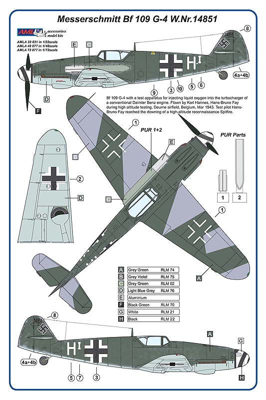AML A32021 1:32 Messerschmitt Bf-109G-4 W.Nr.14851 conversion set