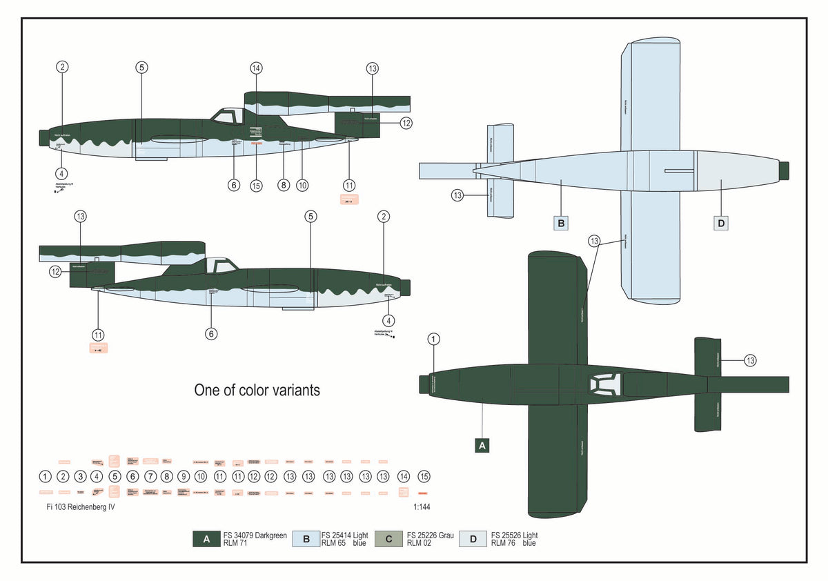 AML A44003 1:144 Fieseler Fi-103A-1 Re IV Reichenberg with transport trailer