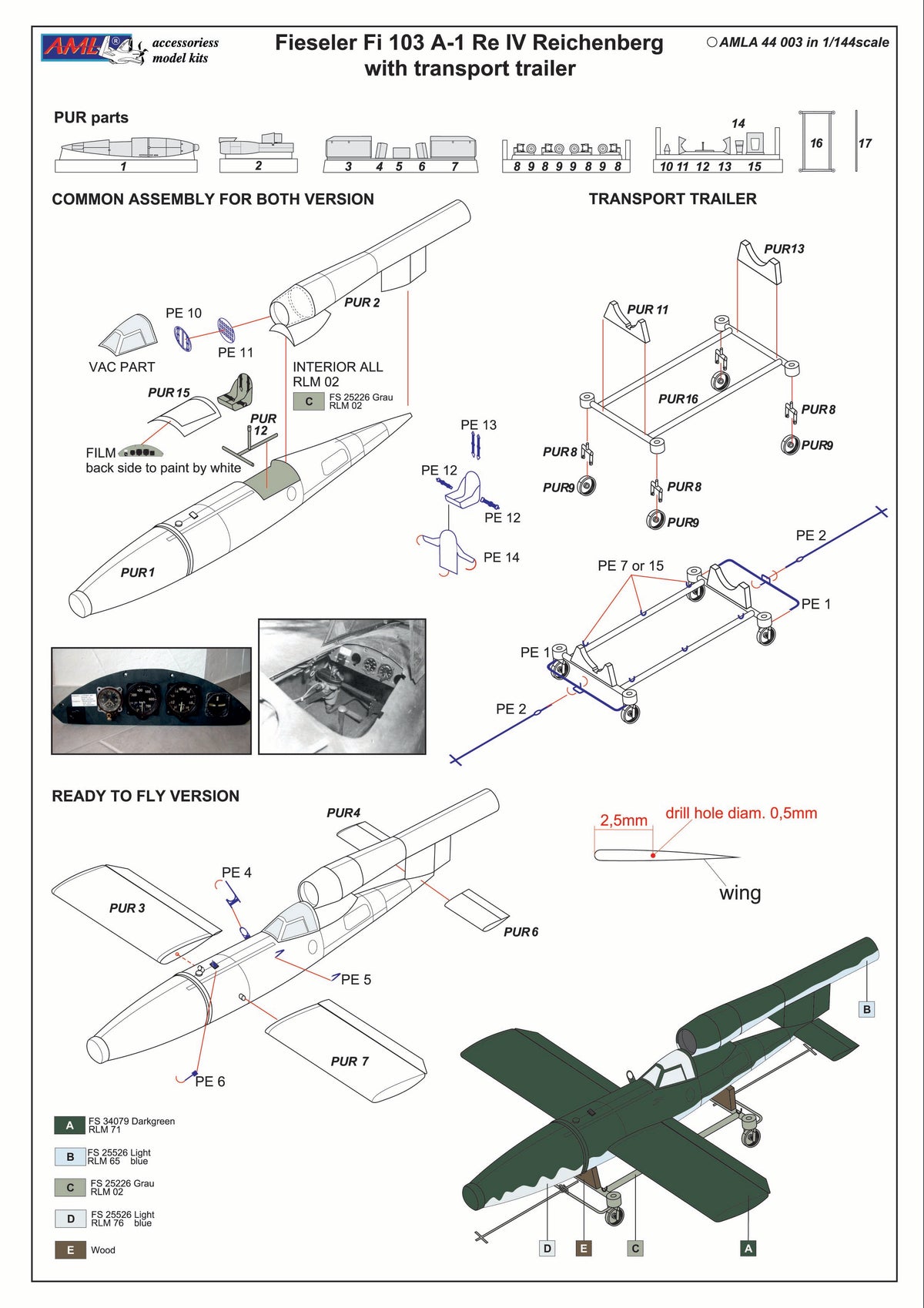 AML A44003 1:144 Fieseler Fi-103A-1 Re IV Reichenberg with transport trailer