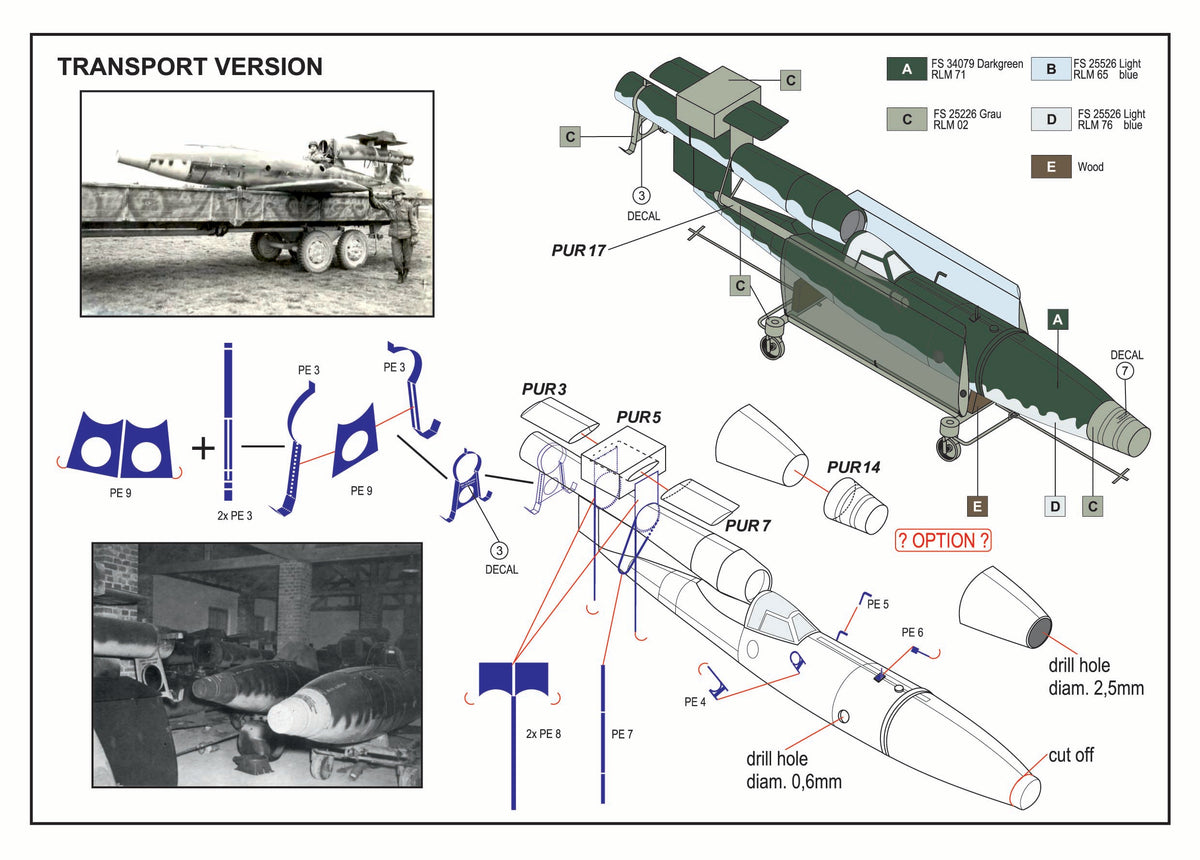 AML A44003 1:144 Fieseler Fi-103A-1 Re IV Reichenberg with transport trailer